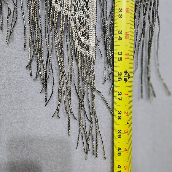 Cejon Witchy Shawl Lacy Fringe Black and Gold Formal Evening Scarf Romantic - Picture 4 of 7